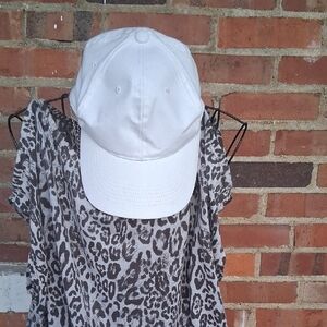 George White Cap and Leopard Print Top